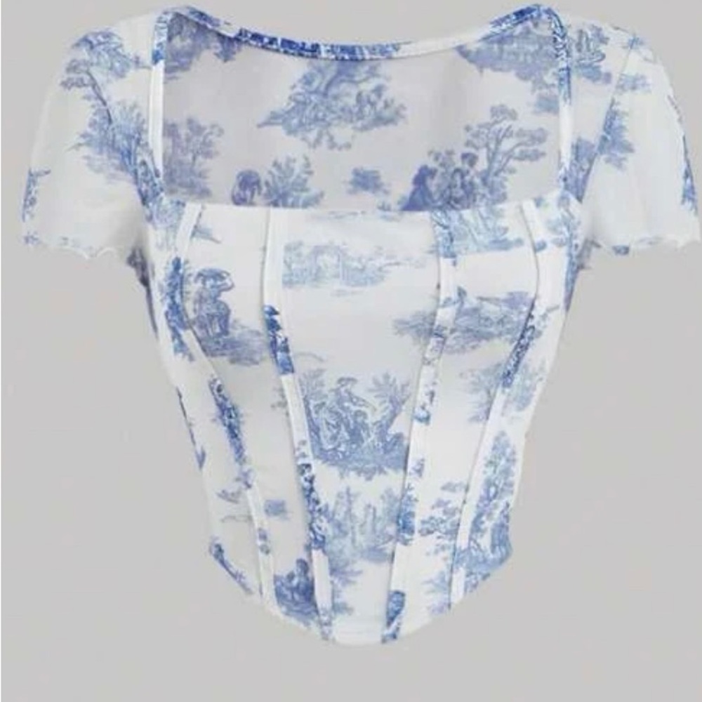 Print Square Neck Top